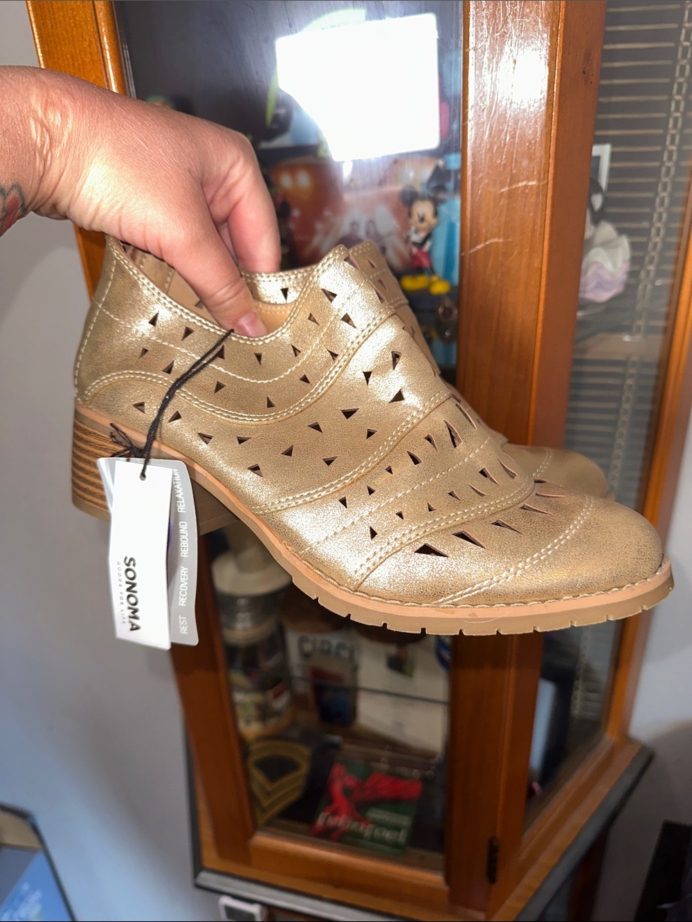 SONOMA Metallic Gold Cutout Low Heel Mules